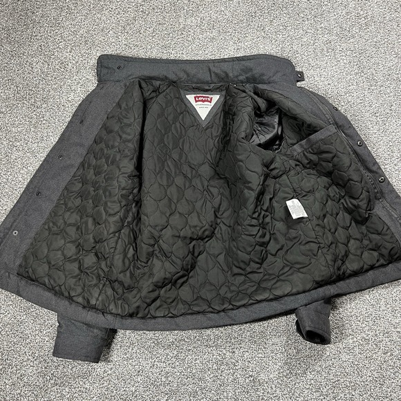 Levis Jacket Mens M Gray Lined‎ Field Coat Full Zip Military Pockets Utility - Picture 4 of 9